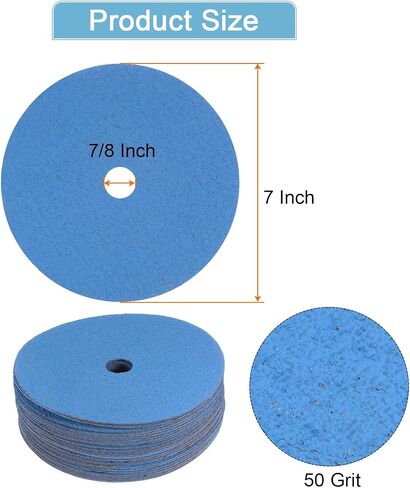 HARFINGTON 25PCS Zirconia Resin Fiber Grinding and Sanding Discs 7" x 7/8" Center Hole 50 Grit Fiber Abrasive Discs for Grinding Blending Polishing in Saudi Arabia