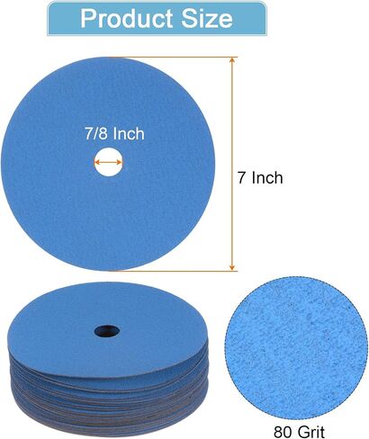 HARFINGTON 25PCS Zirconia Resin Fiber Grinding and Sanding Discs 7" x 7/8" Center Hole 50 Grit Fiber Abrasive Discs for Grinding Blending Polishing in Saudi Arabia