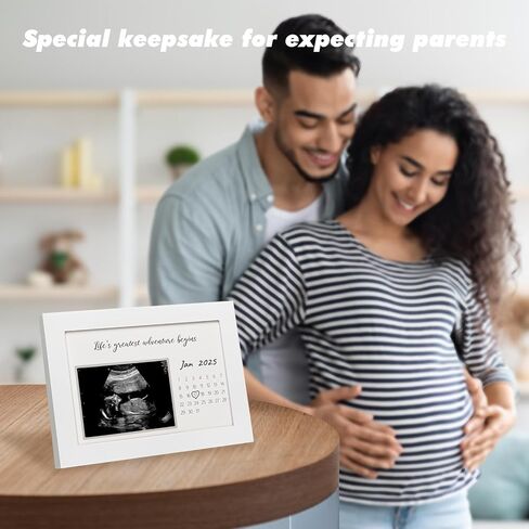 Pregnancy Announcement | Ultrasound Sonogram Picture Frame for Expecting Moms | Baby Reveal Keepsake | Ideal Baby Shower | Standard 4"x3" Frame for New Parents, Life's Greatest Adventure Begins, White in Saudi Arabia
