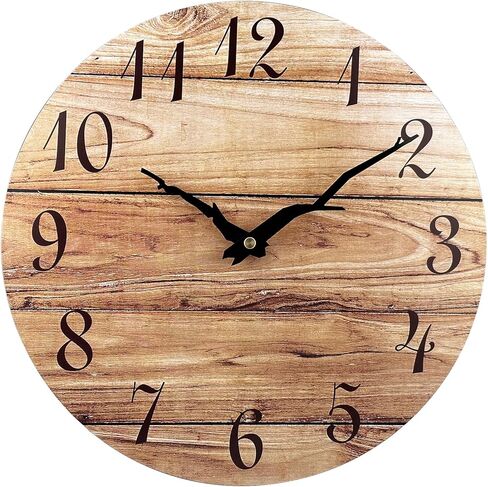 Plumeet 10'' Wooden Wall Clock Small Frameless Clocks with Silent Quartz Movement - Modern Style Village Wall Clocks Decorative Home Kitchen - Battery Operated (White) in Kuwait