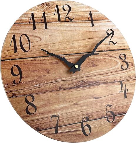 Plumeet 10'' Wooden Wall Clock Small Frameless Clocks with Silent Quartz Movement - Modern Style Village Wall Clocks Decorative Home Kitchen - Battery Operated (White) in Kuwait