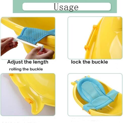 Baby Bath Seat Support Net Infant Bathtub Mesh Cushion Newborn Baby Shower Lie Seat Toddler Bathing Breathable Mat Shower Pad for 0-18 Months in Kuwait