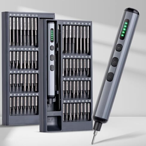Mini Electric Screwdriver Set - 68 in 1 Power Screwdriver with Magnetic Bits - 64 S2 Universal Bits, 5 Torque Settings, 4 LED Lights - Tool Kit for Repairing Phones Cameras Laptops Watches in Saudi Arabia