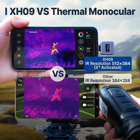 Xinfrared One XH09 منظار أحادي الرؤية الليلية الحراري لنظام Android، كاميرا حرارية للهاتف الخلوي مع 50 هرتز، انظر 870 مترًا، تصوير حراري تكبير 15X للصيد والإنقاذ البرية - Android in Kuwait