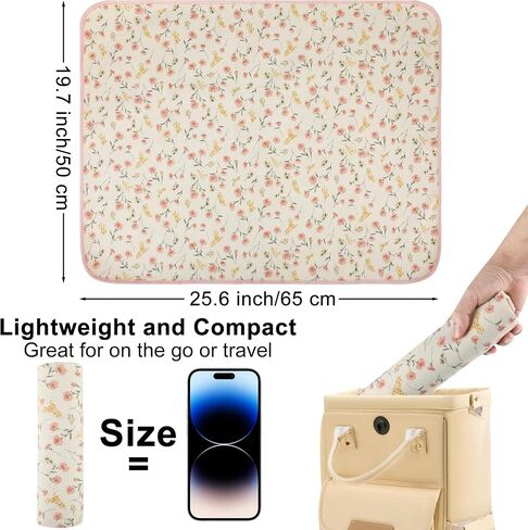 Baby Diaper Changing Pad, 19.7"x25.6" Waterproof Changing Pad Liners with 100% Muslin Cotton Front Top and Leather Back, Soft and Absorbent Portable Changing Mat for Travel, Changing Station in Kuwait