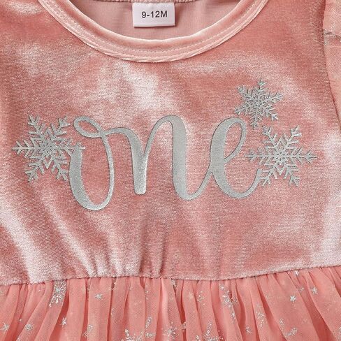 Baby Girl Birthday Dress Velvet One Year Old Snowflake Tulle Skirt with Hairband Winter Clothes in Saudi Arabia
