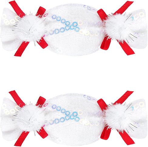YanJie Christmas Hair Clip Girls Candy Tree Topper Bow White Hair Clip Alligator Barrettes Newborn Hair Ribbon Red Christmas Hair Accessories Toddlers in Kuwait