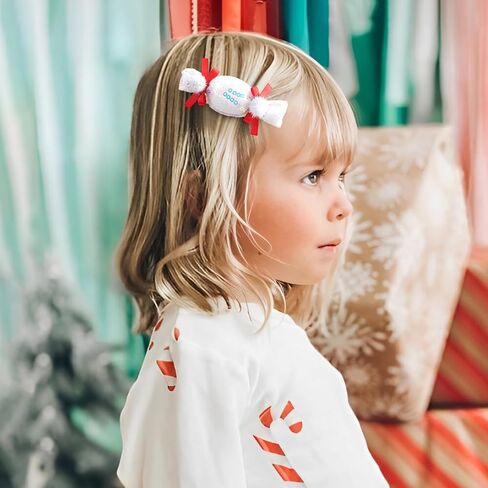 YanJie Christmas Hair Clip Girls Candy Tree Topper Bow White Hair Clip Alligator Barrettes Newborn Hair Ribbon Red Christmas Hair Accessories Toddlers in Kuwait