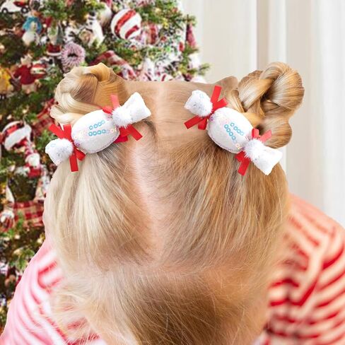 YanJie Christmas Hair Clip Girls Candy Tree Topper Bow White Hair Clip Alligator Barrettes Newborn Hair Ribbon Red Christmas Hair Accessories Toddlers in Kuwait
