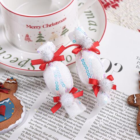 YanJie Christmas Hair Clip Girls Candy Tree Topper Bow White Hair Clip Alligator Barrettes Newborn Hair Ribbon Red Christmas Hair Accessories Toddlers in Kuwait