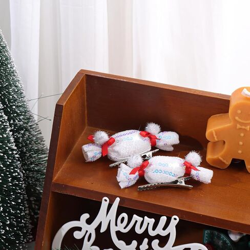 YanJie Christmas Hair Clip Girls Candy Tree Topper Bow White Hair Clip Alligator Barrettes Newborn Hair Ribbon Red Christmas Hair Accessories Toddlers in Kuwait