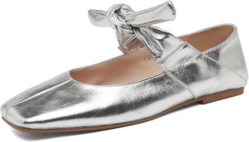 Silver Mary Jane for Women Ballet Flats for Women Square Toe Flats for Women in Saudi Arabia