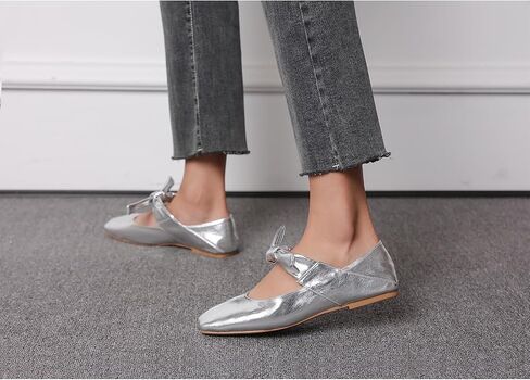 Silver Mary Jane for Women Ballet Flats for Women Square Toe Flats for Women in Saudi Arabia