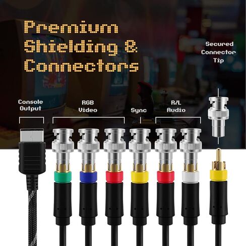 TNP Sega Dreamcast RGB/RGBs Adapter Cable Connector, Compatible to Connect Sega Dreamcast DC Game Consoles to RGB or RGBS Supported Monitors, with BNC Connectors in Saudi Arabia