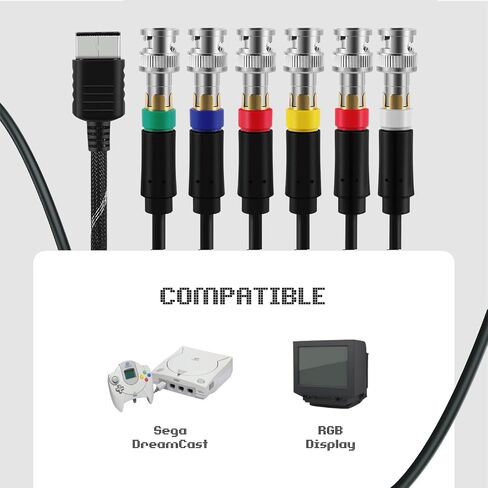 TNP Sega Dreamcast RGB/RGBs Adapter Cable Connector, Compatible to Connect Sega Dreamcast DC Game Consoles to RGB or RGBS Supported Monitors, with BNC Connectors in Saudi Arabia