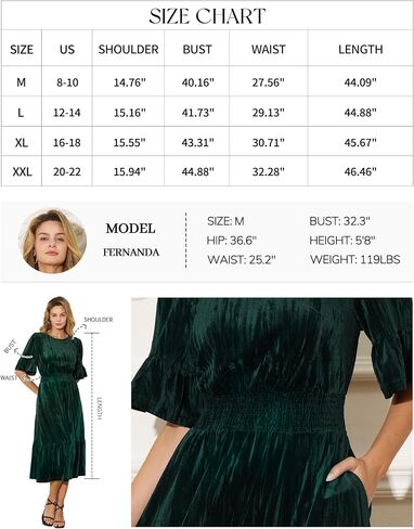 Women's Tiered Velvet Midi Dress Fall Winter Smocked High Waist Dress with Pockets Cocktail Evening Party Formal Dress in Saudi Arabia