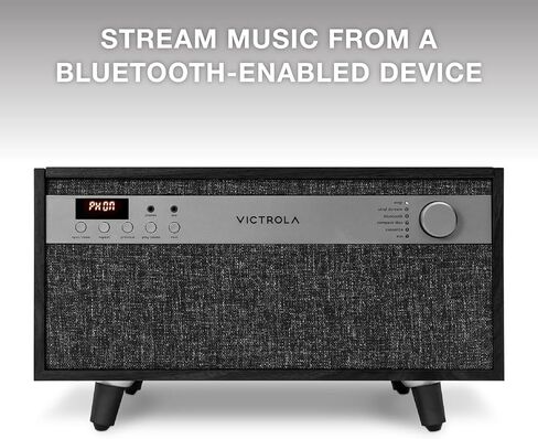 مشغل تسجيل الفينيل ومركز الموسيقى 6 في 1 من Victrola Century - قرص دوار ثلاثي السرعات، مشغل أقراص مضغوطة وكاسيت، VINYLSTREAM، بلوتوث و3.5 مم Aux، مشغل تسجيل مع مكبرات صوت، تصميم منتصف القرن، طبيعي in Kuwait