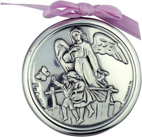 ميدالية سرير الملاك الحارس المطلية بالفضة من فينيراري (وردي) in Kuwait