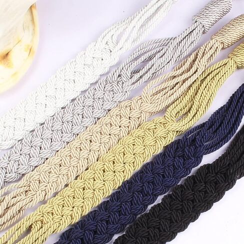 BEL AVENIR Curtain Tiebacks Ropes Hand-Woven Weave Braid Ties Handmade Home Office Decorative Holdbacks with 2 Metal Screw Hooks (Black) in Kuwait