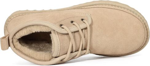 Fur Lined Ankle Boots for Women Genuine Suede Lace Up Snow Boots | Warm Comfortable Mini Boot, Soft Fuzzy Winter Short Slippers Boots in Saudi Arabia
