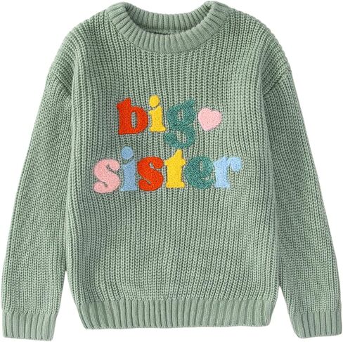 CM C&M WODRO Big Sister Outfit Toddler Baby Girl Knit Sweater Embroidery Crewneck Pullover Sweatshirt Top Fall Winter Clothes in Kuwait
