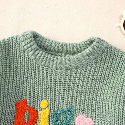 CM C&M WODRO Big Sister Outfit Toddler Baby Girl Knit Sweater Embroidery Crewneck Pullover Sweatshirt Top Fall Winter Clothes in Kuwait