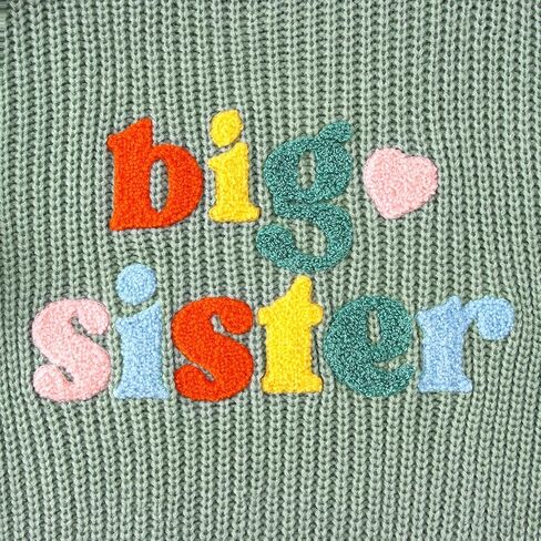 CM C&M WODRO Big Sister Outfit Toddler Baby Girl Knit Sweater Embroidery Crewneck Pullover Sweatshirt Top Fall Winter Clothes in Kuwait
