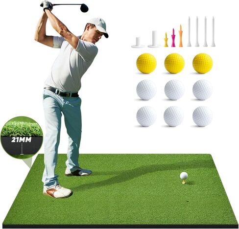Golf Hitting Mat, 5x4ft Artificial Golf Dual- Turf Practice Mat for Outdoor & Indoor Training, Thicken Golf Hitting Training Matt with 9 Golf Balls 9 Golf Tee for Backyard in Saudi Arabia