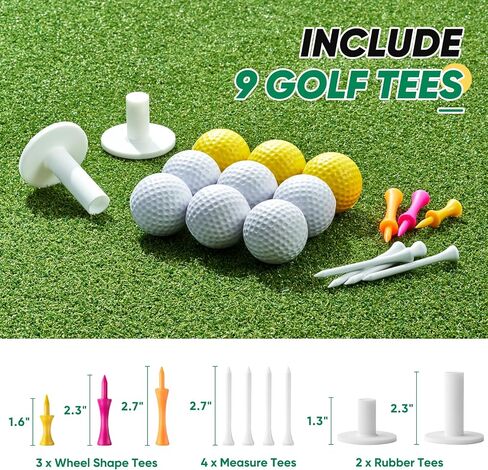 Golf Hitting Mat, 5x4ft Artificial Golf Dual- Turf Practice Mat for Outdoor & Indoor Training, Thicken Golf Hitting Training Matt with 9 Golf Balls 9 Golf Tee for Backyard in Saudi Arabia