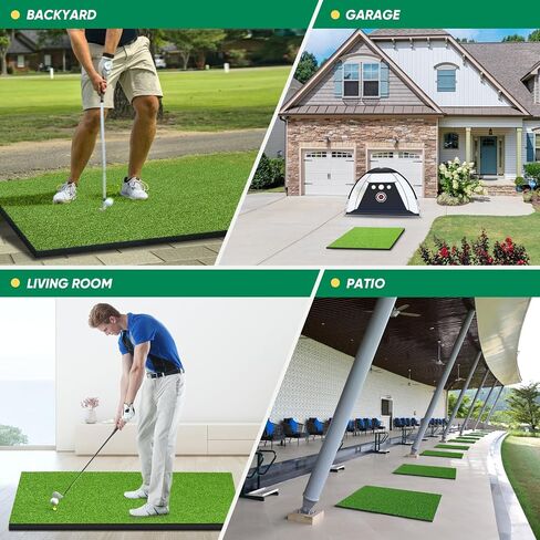 Golf Hitting Mat, 5x4ft Artificial Golf Dual- Turf Practice Mat for Outdoor & Indoor Training, Thicken Golf Hitting Training Matt with 9 Golf Balls 9 Golf Tee for Backyard in Saudi Arabia