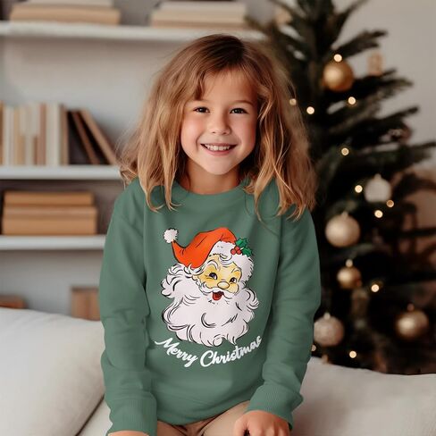 Toddler Boy Girl Merry Christmas Sweatshirt Santa Claus Graphic Shirt Crewneck Pullover Kid Xmas Holiday Outfit in Kuwait