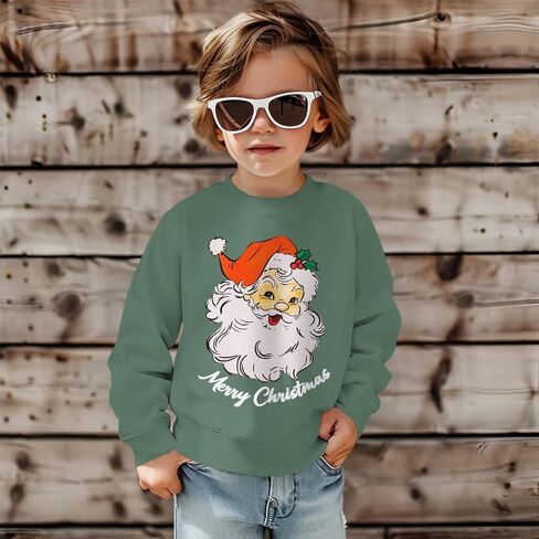 Toddler Boy Girl Merry Christmas Sweatshirt Santa Claus Graphic Shirt Crewneck Pullover Kid Xmas Holiday Outfit in Kuwait