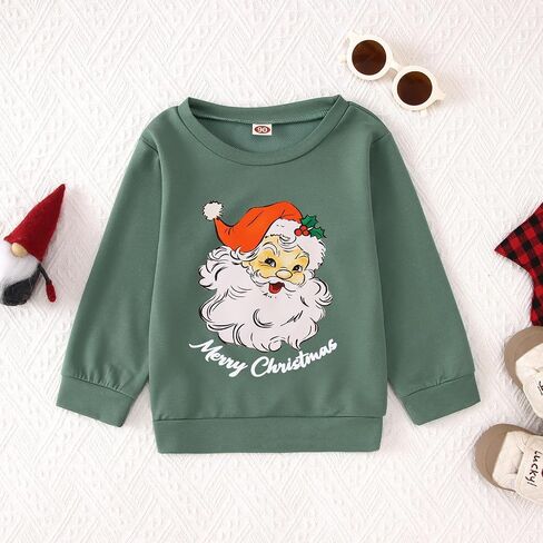 Toddler Boy Girl Merry Christmas Sweatshirt Santa Claus Graphic Shirt Crewneck Pullover Kid Xmas Holiday Outfit in Kuwait