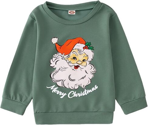 Toddler Boy Girl Merry Christmas Sweatshirt Santa Claus Graphic Shirt Crewneck Pullover Kid Xmas Holiday Outfit in Kuwait