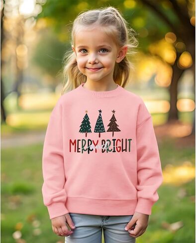 Christmas Sweatshirts Toddler Boy Girl Merry and Bright Shirt Christmas Tree Crewneck Pullover Tops Holiday Outfit in Kuwait