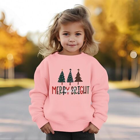 Christmas Sweatshirts Toddler Boy Girl Merry and Bright Shirt Christmas Tree Crewneck Pullover Tops Holiday Outfit in Kuwait