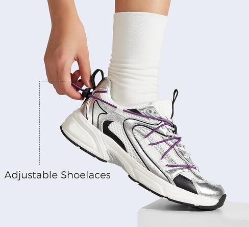 LUCKY STEP Women's Fashion Walking Shoes Running Platform Mesh Casual Sport Gym Work Adjustable Lace Lifestyle Stylish Trendy Athletic Tennis Shoes in Saudi Arabia