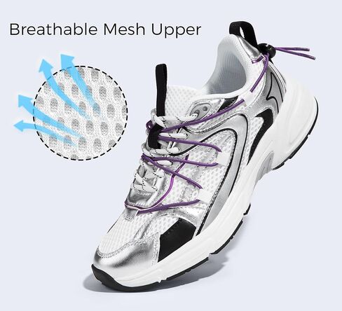 LUCKY STEP Women's Fashion Walking Shoes Running Platform Mesh Casual Sport Gym Work Adjustable Lace Lifestyle Stylish Trendy Athletic Tennis Shoes in Saudi Arabia