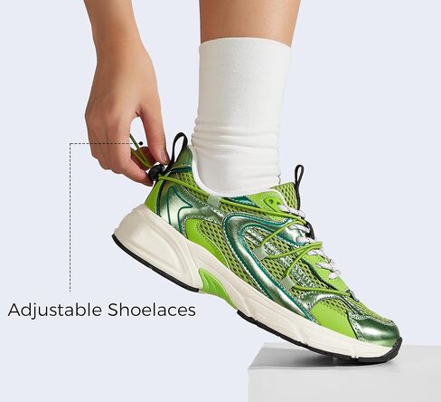 LUCKY STEP Women's Fashion Walking Shoes Running Platform Mesh Casual Sport Gym Work Adjustable Lace Lifestyle Stylish Trendy Athletic Tennis Shoes in Saudi Arabia