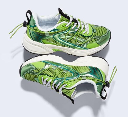 LUCKY STEP Women's Fashion Walking Shoes Running Platform Mesh Casual Sport Gym Work Adjustable Lace Lifestyle Stylish Trendy Athletic Tennis Shoes in Saudi Arabia