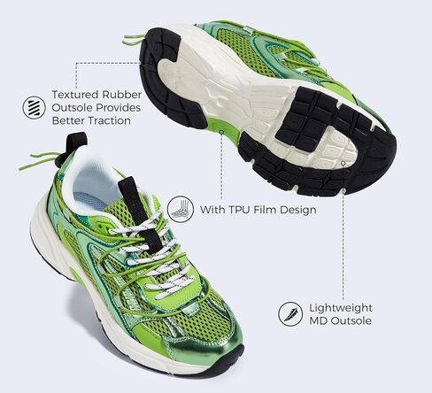 LUCKY STEP Women's Fashion Walking Shoes Running Platform Mesh Casual Sport Gym Work Adjustable Lace Lifestyle Stylish Trendy Athletic Tennis Shoes in Saudi Arabia