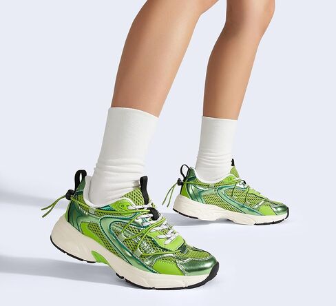 LUCKY STEP Women's Fashion Walking Shoes Running Platform Mesh Casual Sport Gym Work Adjustable Lace Lifestyle Stylish Trendy Athletic Tennis Shoes in Saudi Arabia