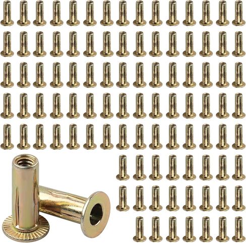 Multi Grip Rivet Nut Kit, 1/4-20 Rivet Nuts Carbon Steel Pre-Bulbed Shank Color-Zinc-Plated Flat Head Threaded Insert Nut(25 Pack) in Saudi Arabia