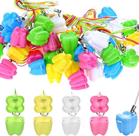 50 Pcs Tooth Saver Necklaces Milk Teeth Storage Box Necklace Tooth Necklace Little Box for Lost Teeth Lovely Baby Milk Tooth Fairy Save Box School Classroom Party Supply in Saudi Arabia