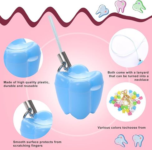 50 Pcs Tooth Saver Necklaces Milk Teeth Storage Box Necklace Tooth Necklace Little Box for Lost Teeth Lovely Baby Milk Tooth Fairy Save Box School Classroom Party Supply in Saudi Arabia