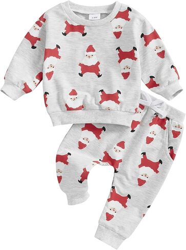 NZNDSHD Baby Boy Christmas Outfit Truck Christmas Tree Snowman Print Long Sleeve Sweatshirts Pants 2Pcs Clothes Set in Saudi Arabia