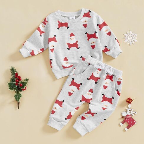 NZNDSHD Baby Boy Christmas Outfit Truck Christmas Tree Snowman Print Long Sleeve Sweatshirts Pants 2Pcs Clothes Set in Saudi Arabia