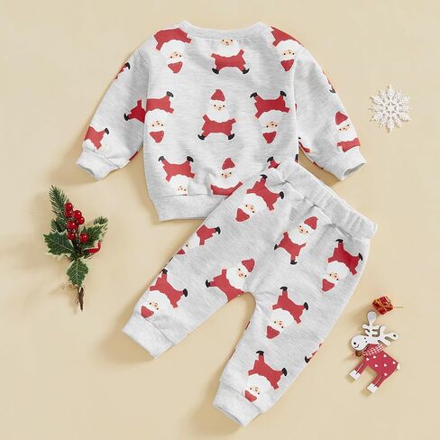 NZNDSHD Baby Boy Christmas Outfit Truck Christmas Tree Snowman Print Long Sleeve Sweatshirts Pants 2Pcs Clothes Set in Saudi Arabia