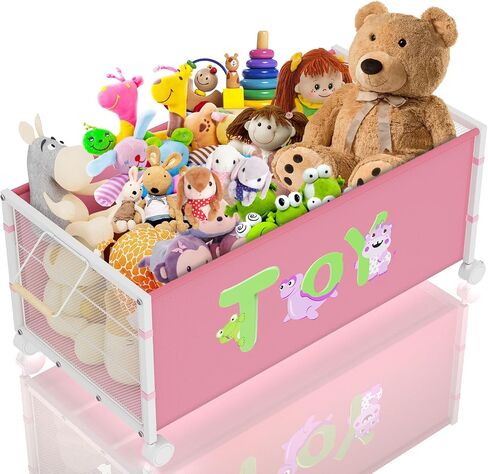 Toy Box Storage, 180L Extra Large Toy Chest with 360° Wheels, Oxford Cloth Metal Toy Box for Boys, Girls, Stuffed Animals, Clothes, Bedroom, Living Room (Pink) in Saudi Arabia
