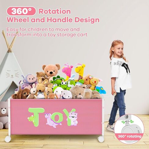 Toy Box Storage, 180L Extra Large Toy Chest with 360° Wheels, Oxford Cloth Metal Toy Box for Boys, Girls, Stuffed Animals, Clothes, Bedroom, Living Room (Pink) in Saudi Arabia